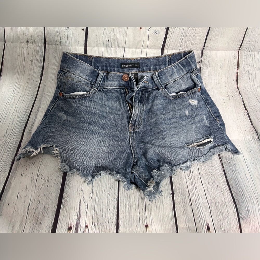 Sincerely Jules Denim Frayed Shorts Size 1